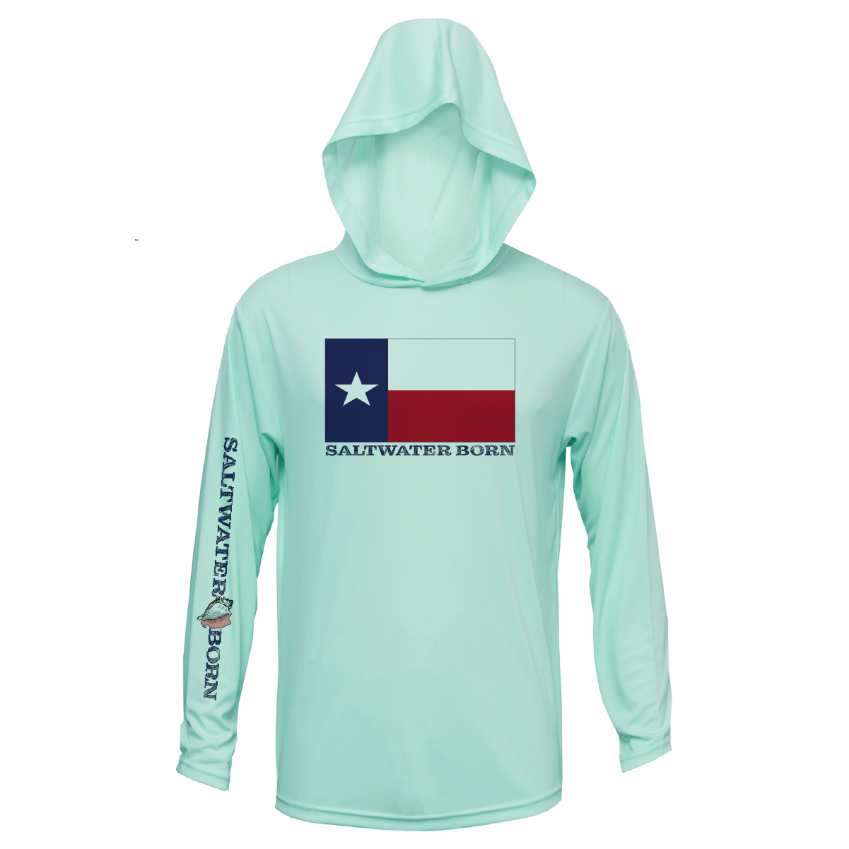 Saltwater Born Texas Flag Long Sleeve UPF 50+ Dry-Fit Hoodie