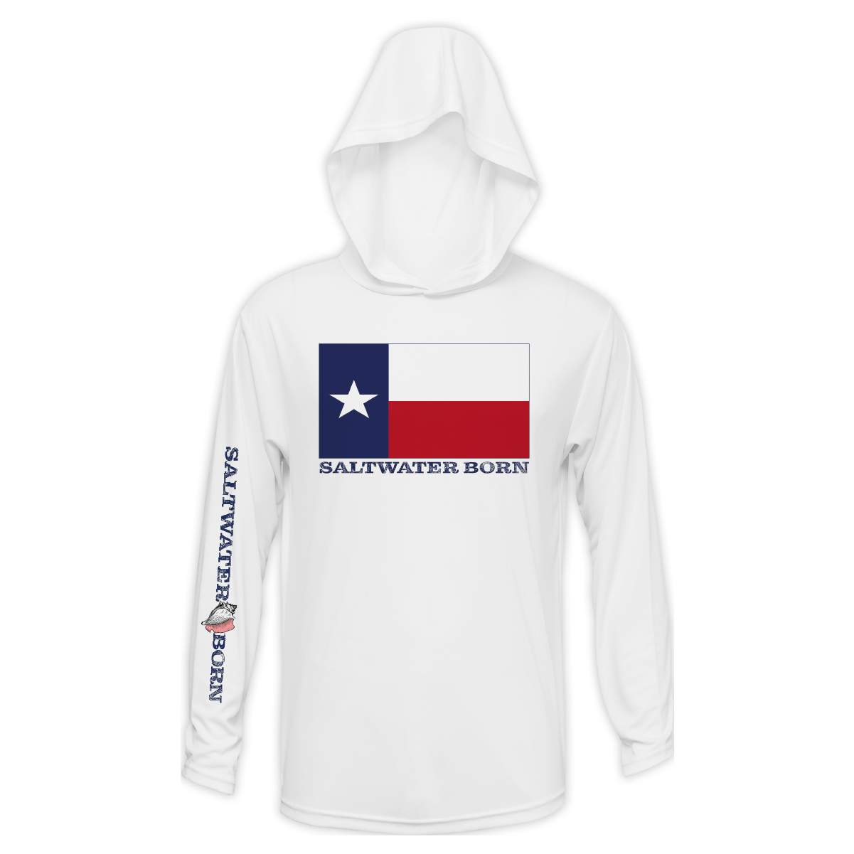 Saltwater Born Texas Flag Long Sleeve UPF 50+ Dry-Fit Hoodie