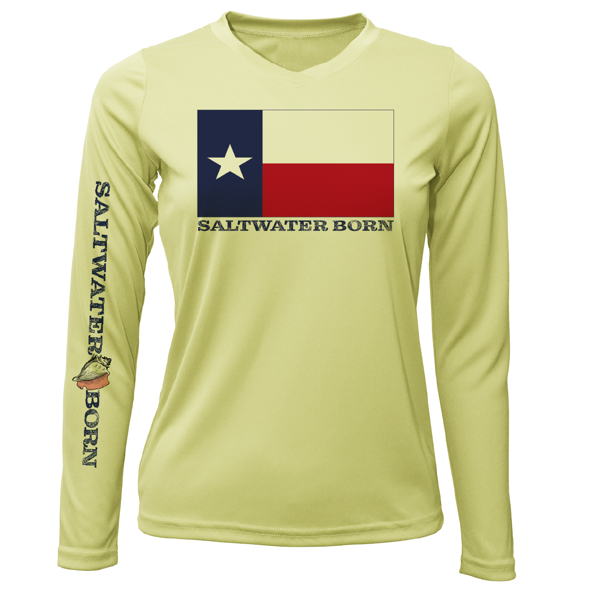 Saltwater Born Texas Flag Long Sleeve UPF 50+ Dry-Fit Shirt