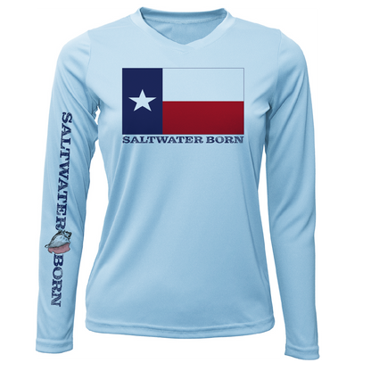 Saltwater Born Texas Flag Long Sleeve UPF 50+ Dry-Fit Shirt