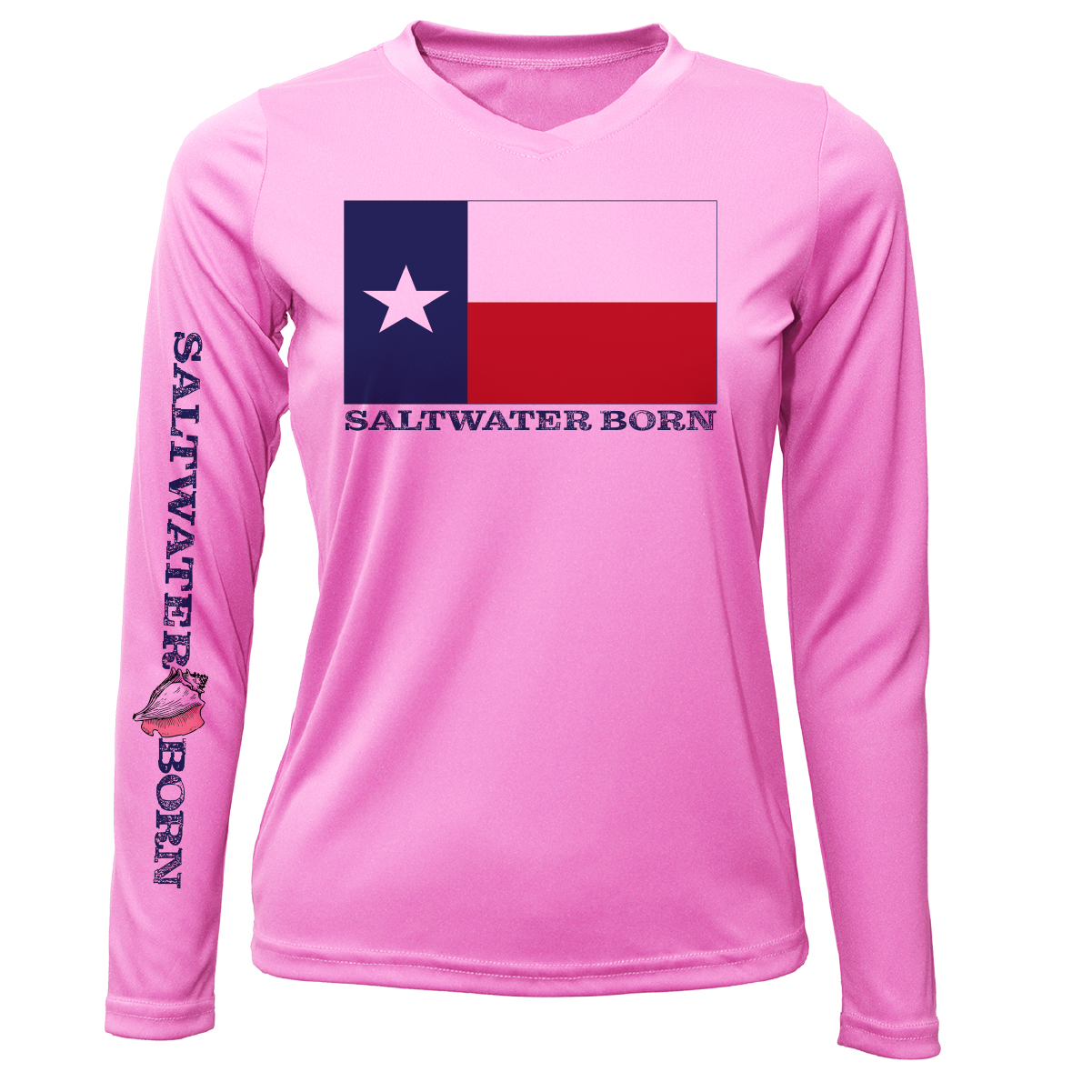 Saltwater Born Texas Flag Long Sleeve UPF 50+ Dry-Fit Shirt