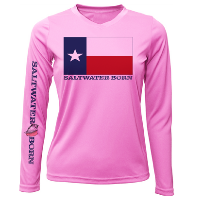 Saltwater Born Texas Flag Long Sleeve UPF 50+ Dry-Fit Shirt