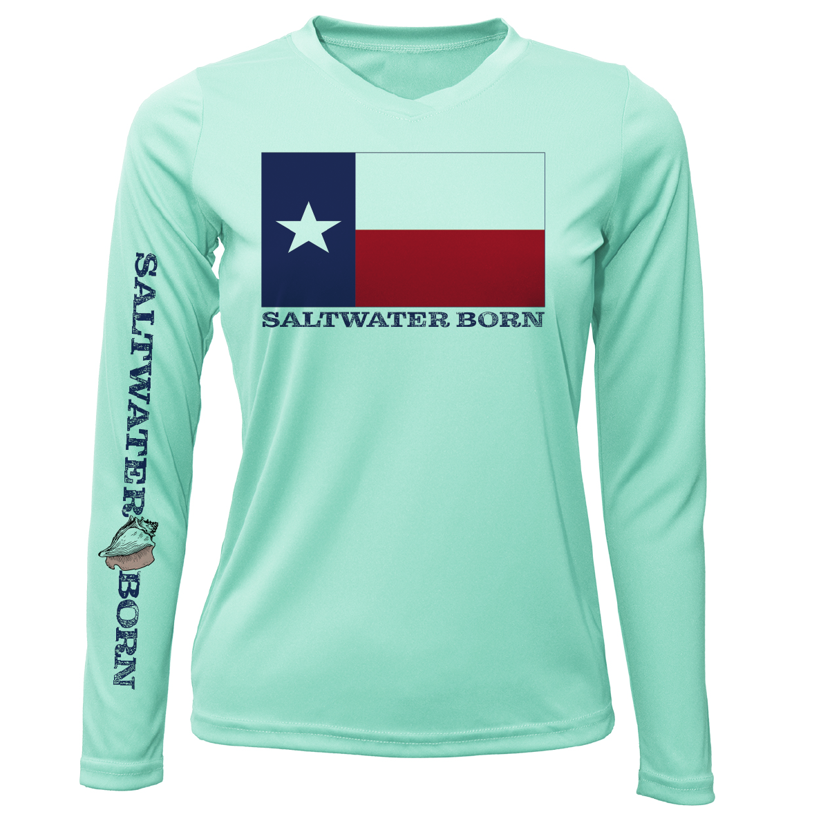 Saltwater Born Texas Flag Long Sleeve UPF 50+ Dry-Fit Shirt