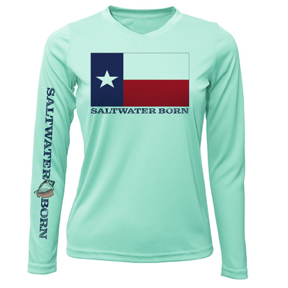 Saltwater Born Texas Flag Long Sleeve UPF 50+ Dry-Fit Shirt