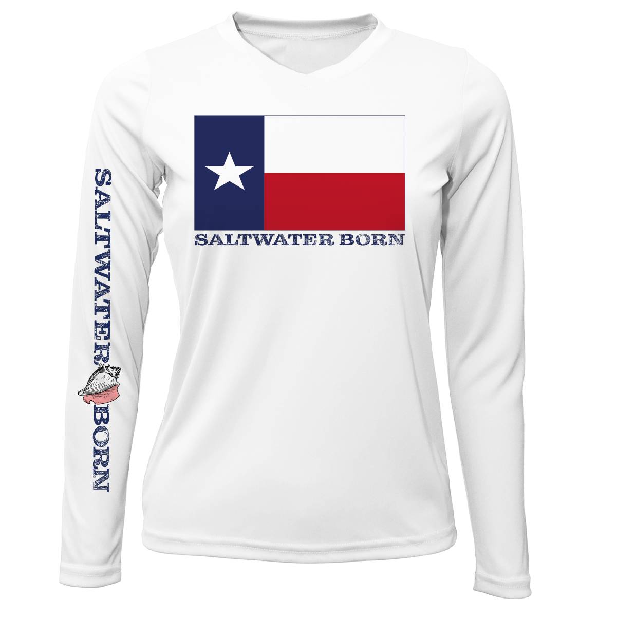 Saltwater Born Texas Flag Long Sleeve UPF 50+ Dry-Fit Shirt