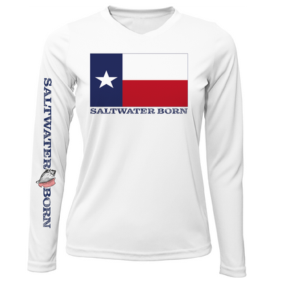 Saltwater Born Texas Flag Long Sleeve UPF 50+ Dry-Fit Shirt