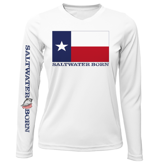 Saltwater Born Texas Flag Long Sleeve UPF 50+ Dry-Fit Shirt