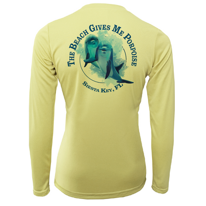 Saltwater Born Siesta Key "The Beach Gives me Porpoise" Women's Long Sleeve UPF 50+ Dry-Fit Shirt