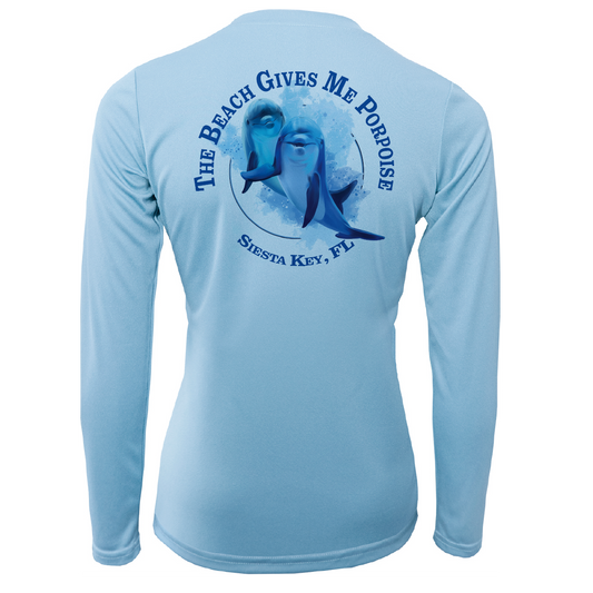 Saltwater Born Siesta Key "The Beach Gives me Porpoise" Women's Long Sleeve UPF 50+ Dry-Fit Shirt