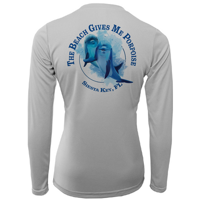 Saltwater Born Siesta Key "The Beach Gives me Porpoise" Women's Long Sleeve UPF 50+ Dry-Fit Shirt