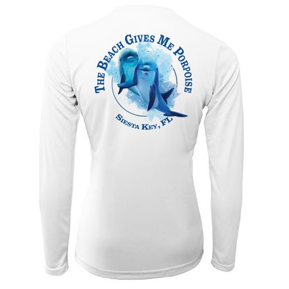 Saltwater Born Siesta Key "The Beach Gives me Porpoise" Women's Long Sleeve UPF 50+ Dry-Fit Shirt