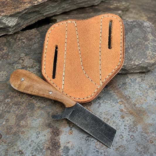 Frontier Cowboy Gear The Plainsman – Custom Handmade D2 Steel Bull Cutter Knife with Walnut Wood Handle & Leather Sheath