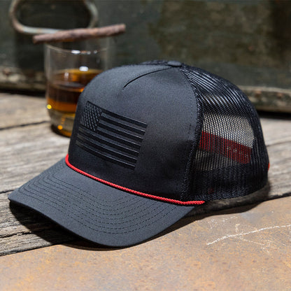 Paramount Outdoors Ridgeline Thin Red Line-trucker Hat American Flag Rope Cap