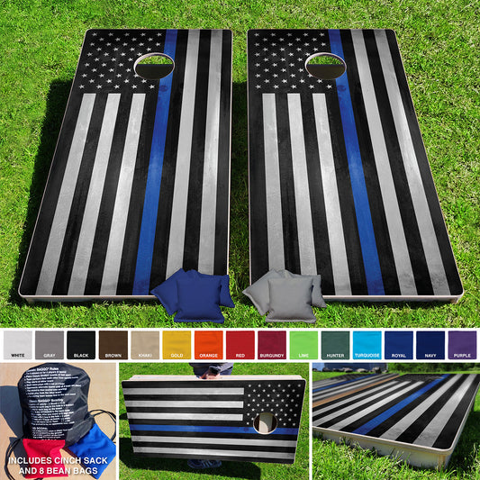 Baggo Thin Blue Line American Flag Pro Style Cornhole Bean Bag Toss Game