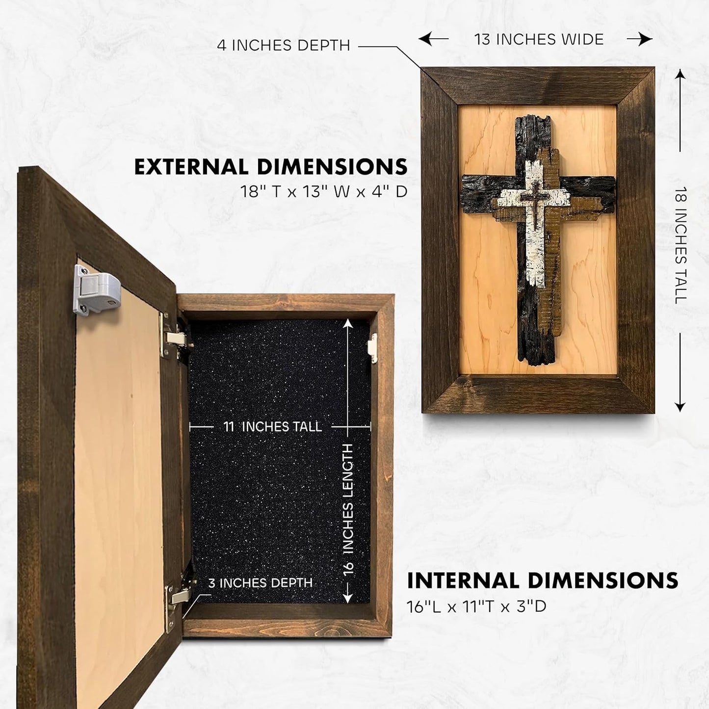 Bellewood Designs - Three Layered Cross Decorative Wall-Mounted Secure Gun Cabinet