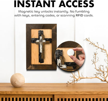 Bellewood Designs - Three Layered Cross Decorative Wall-Mounted Secure Gun Cabinet