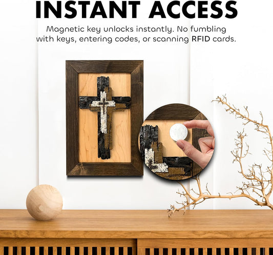 Bellewood Designs - Three Layered Cross Decorative Wall-Mounted Secure Gun Cabinet