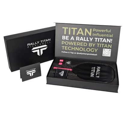 Rally Titan Pickleball Titan Pro 16MM | Thermoformed Unibody Construction | Foam Injected Walls | T700 Titan Carbon Friction Surface | White with Pink Accents