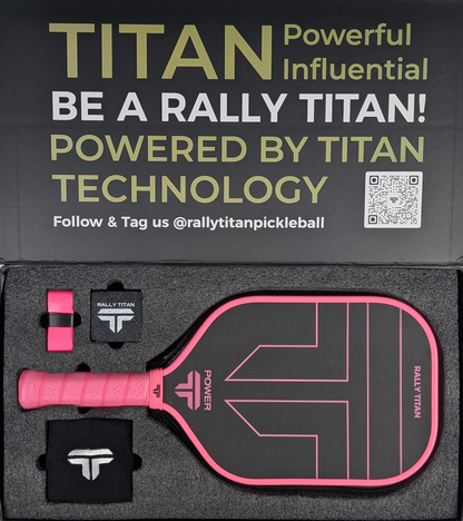 Rally Titan Pickleball Titan Power 14MM | Thermoformed Unibody Construction | Foam Injected Walls | T700 Titan Carbon Friction Surface | Pink
