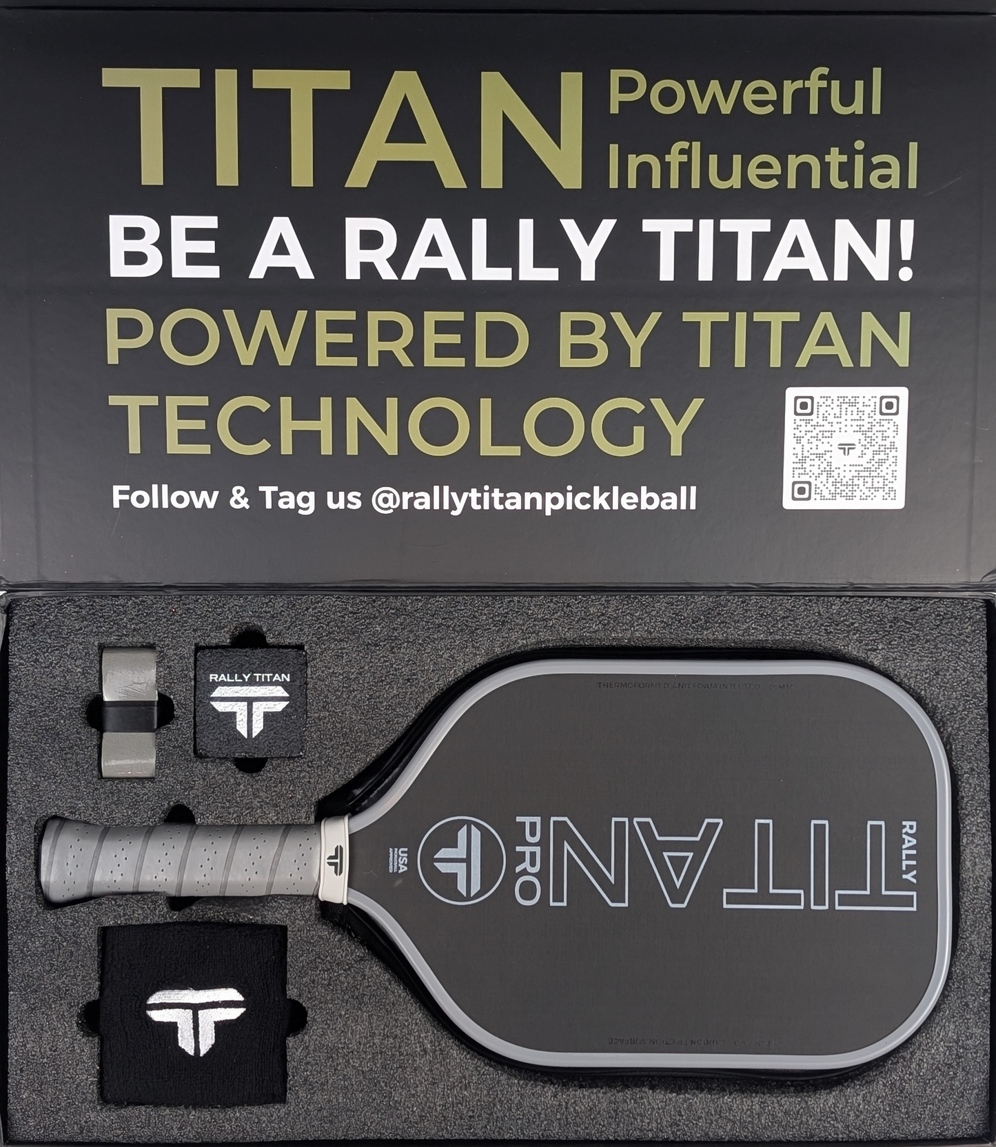 Rally Titan Pickleball Titan Pro 16MM | Thermoformed Unibody Construction | Foam Injected Walls | T700 Titan Carbon Friction Surface | Grey