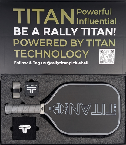Rally Titan Pickleball Titan Pro 16MM | Thermoformed Unibody Construction | Foam Injected Walls | T700 Titan Carbon Friction Surface | Grey