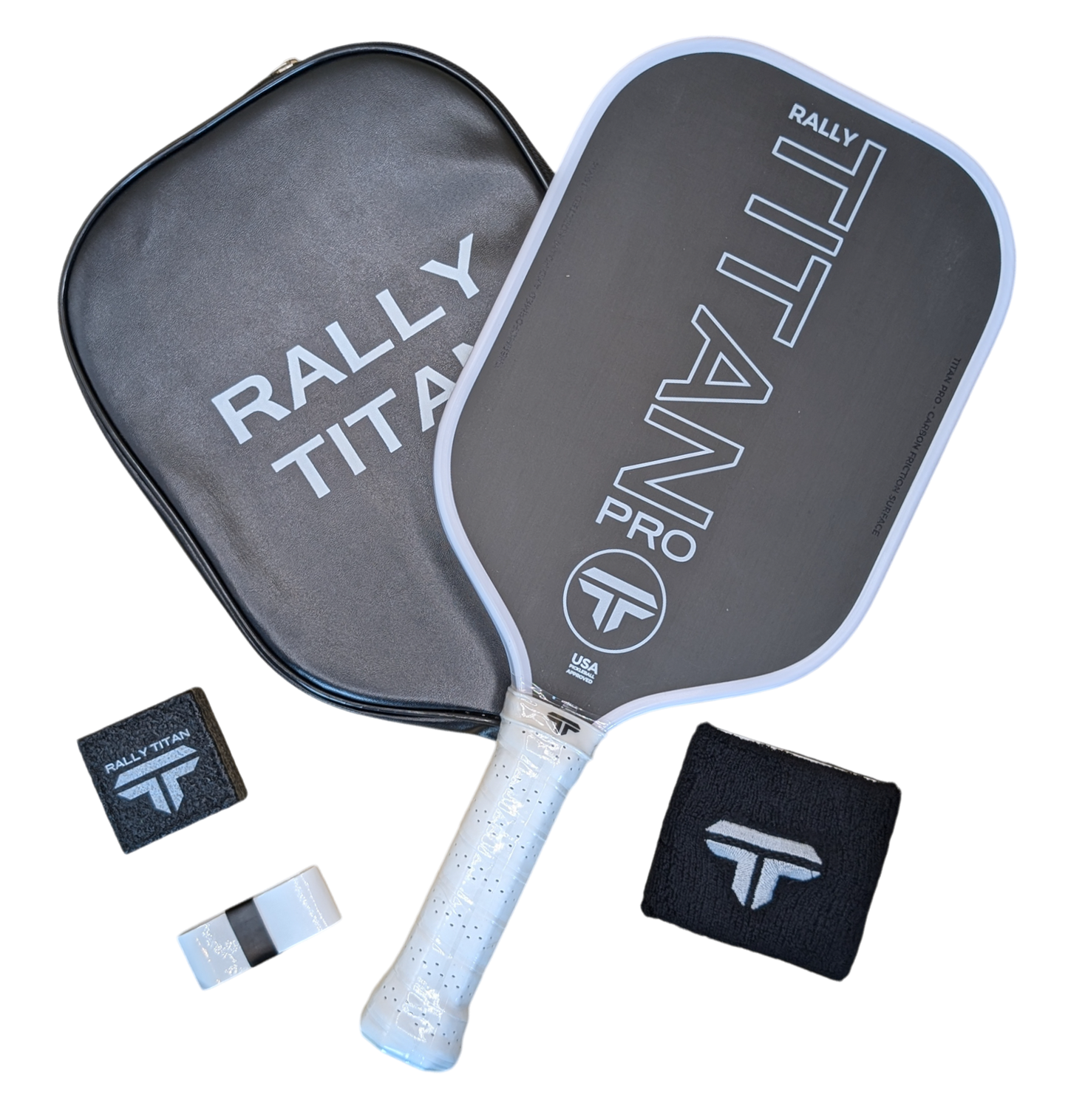 Rally Titan Pickleball Titan Pro 16MM | Thermoformed Unibody Construction | Foam Injected Walls | T700 Titan Carbon Friction Surface | White with Black Accents