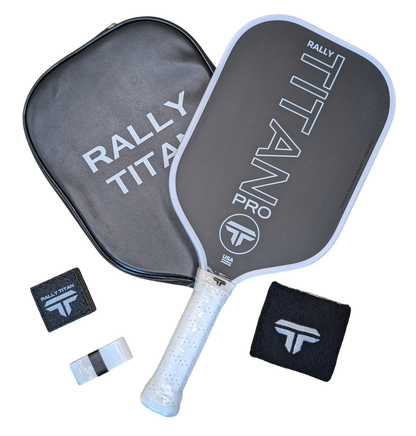 Rally Titan Pickleball Titan Pro 16MM | Thermoformed Unibody Construction | Foam Injected Walls | T700 Titan Carbon Friction Surface | White with Black Accents