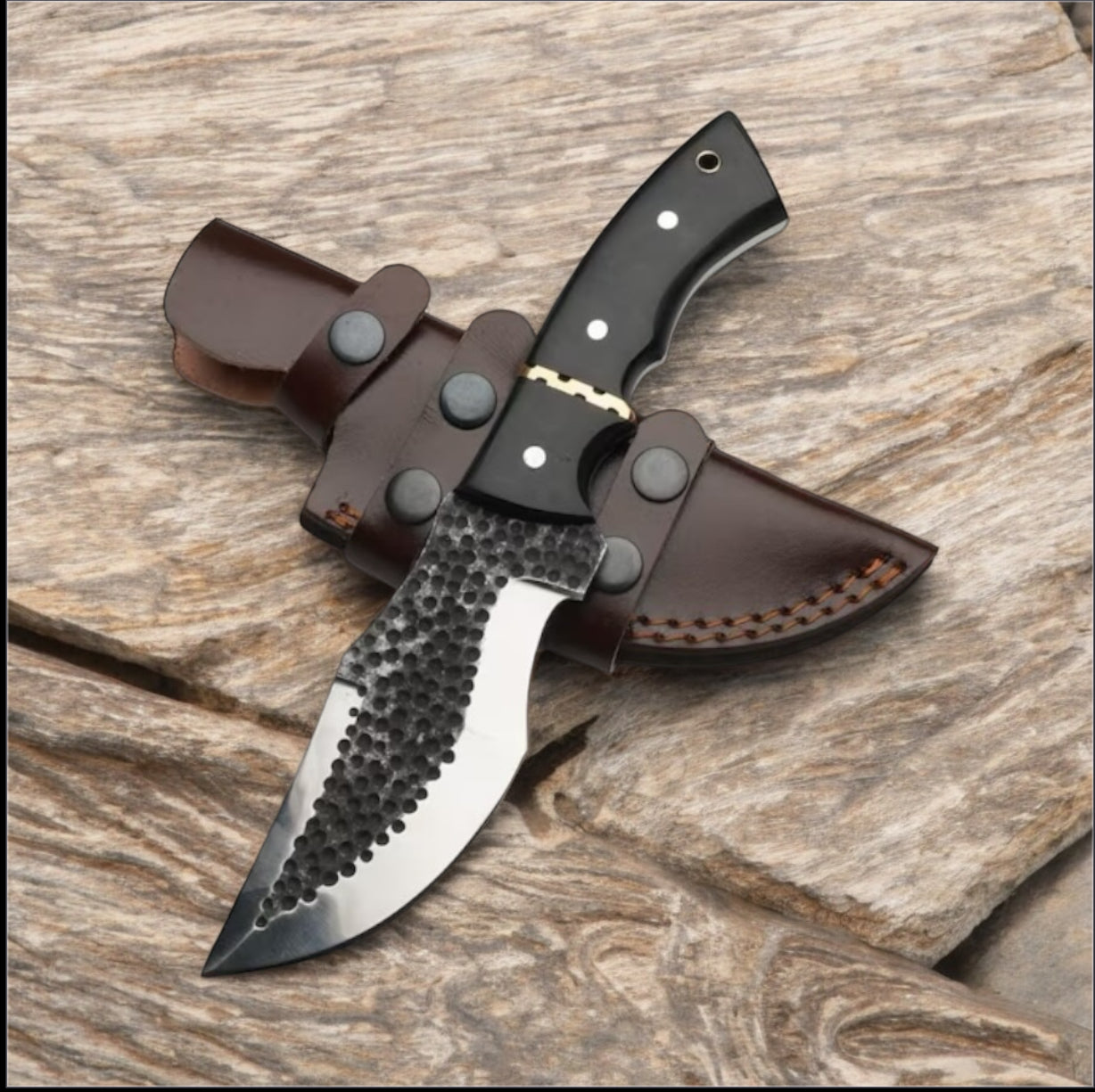 Texan Knives Tom Brown Tracker Survival Knife - D2 Steel Blade, Brass & Buffalo Horn Handle