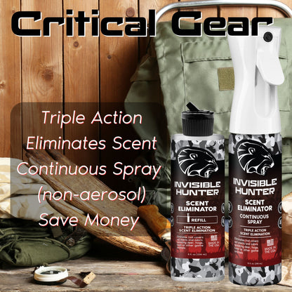 Zone Protects Invisible Hunter Scent Eliminator Continuous Spray + Refill