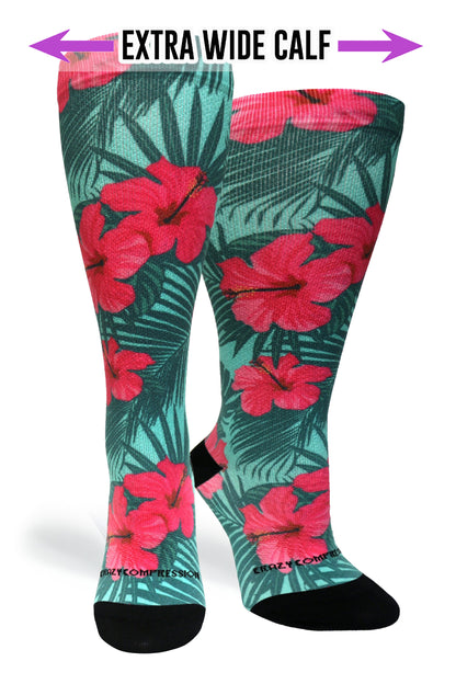 Crazy Compression Tropical Hibiscus - (Standard & Extra Wide)