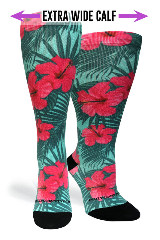 Crazy Compression Tropical Hibiscus - (Standard & Extra Wide)