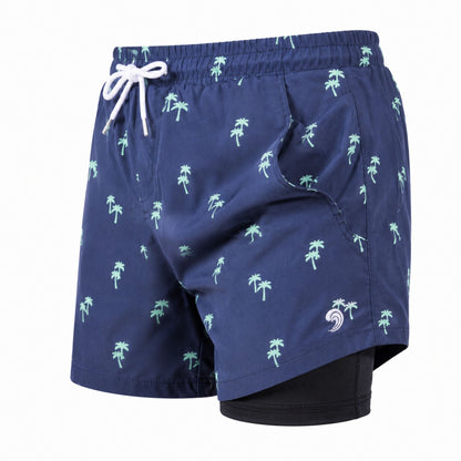 Dry Pocket Tropical Trees - Waterproof Pocket Swim Shorts - Athletic Liner