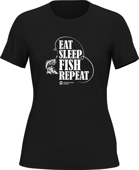 Outdoorzees Eat Sleep Fish Repeat T-Shirt for Women