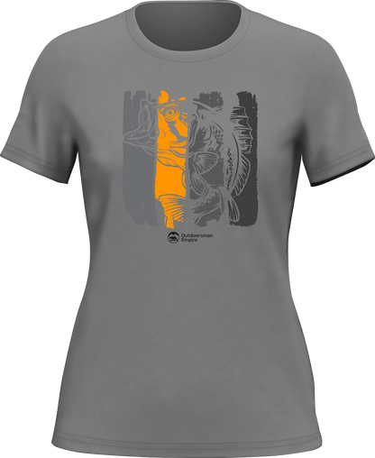 Outdoorzees Fishing Grunge Bars T-Shirt for Women