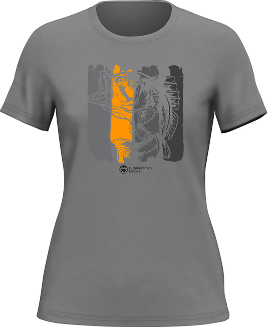 Outdoorzees Fishing Grunge Bars T-Shirt for Women