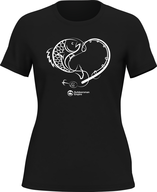 Outdoorzees Fishing Heart T-Shirt for Women