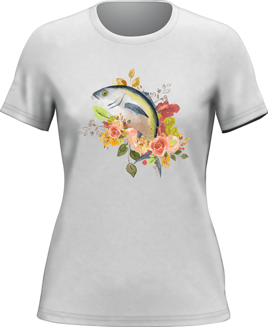 Outdoorzees Fishing Flower T-Shirt for Women