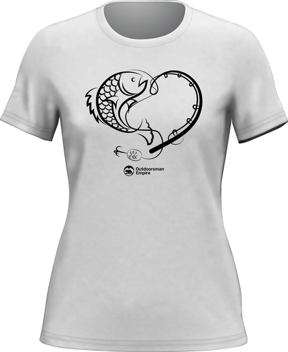 Outdoorzees Fishing Heart T-Shirt for Women