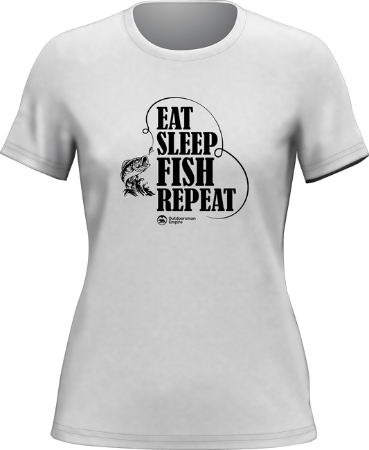 Outdoorzees Eat Sleep Fish Repeat T-Shirt for Women