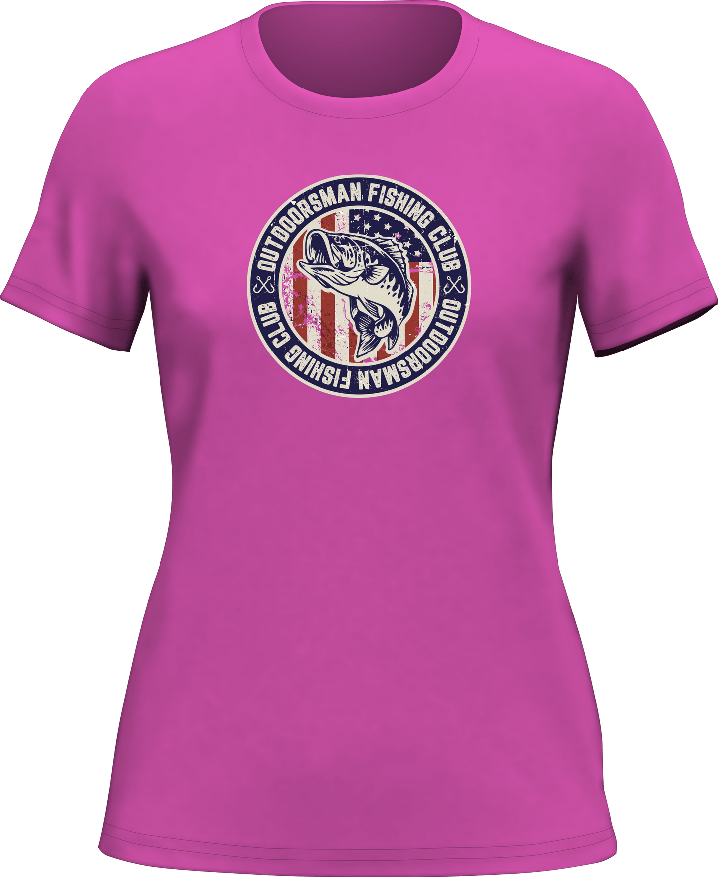 Outdoorzees Outdoorsman Fishing Club Patriotic T-Shirt for Women