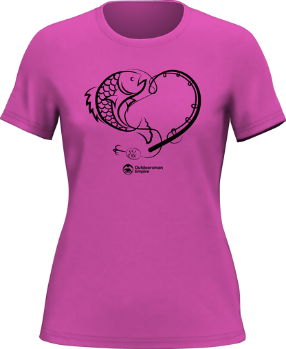 Outdoorzees Fishing Heart T-Shirt for Women