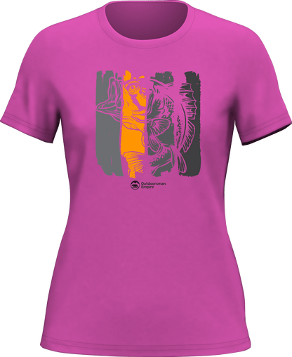 Outdoorzees Fishing Grunge Bars T-Shirt for Women