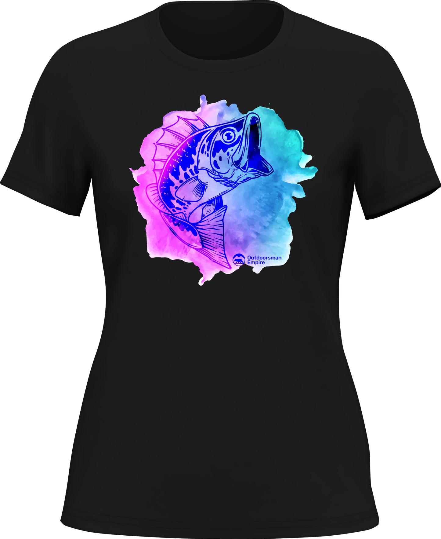 Outdoorzees Watercolor Fishing T-Shirt for Women