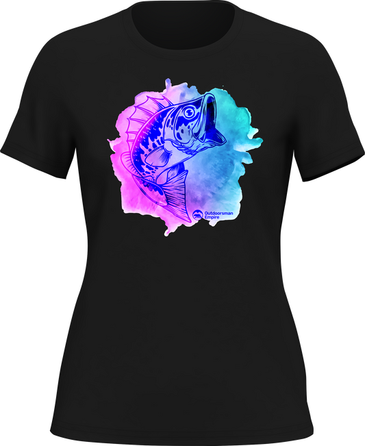 Outdoorzees Watercolor Fishing T-Shirt for Women