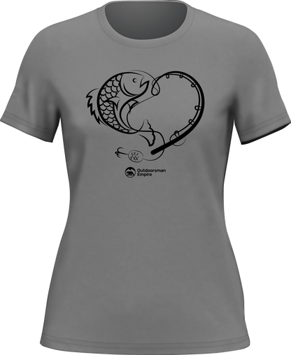 Outdoorzees Fishing Heart T-Shirt for Women