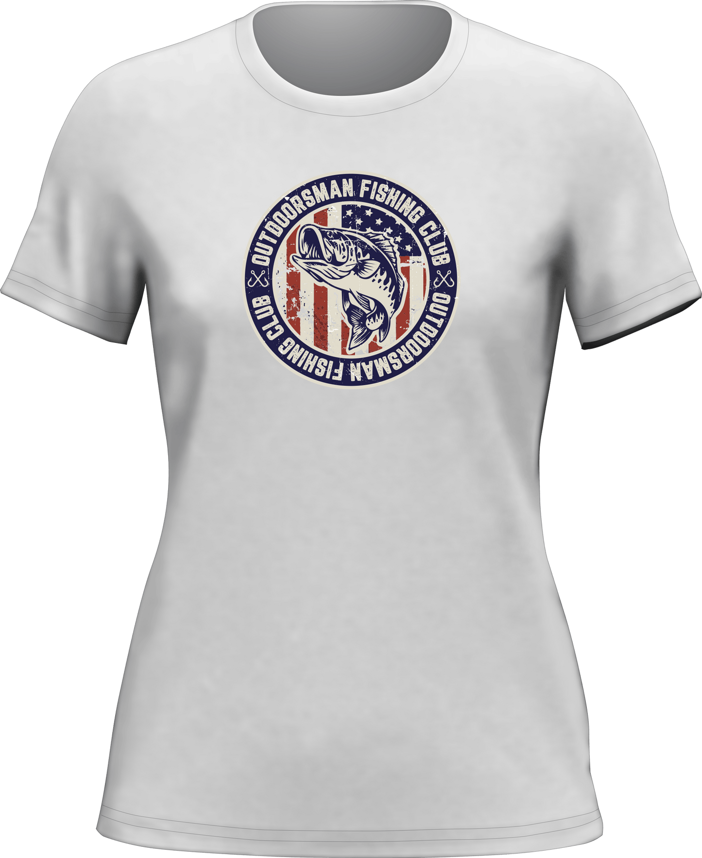Outdoorzees Outdoorsman Fishing Club Patriotic T-Shirt for Women
