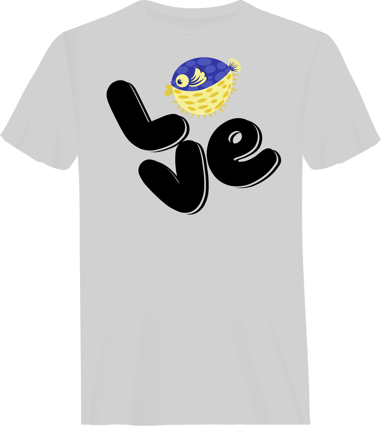 Outdoorzees Love Fishing Blue Blowfish Globe Man T-Shirt
