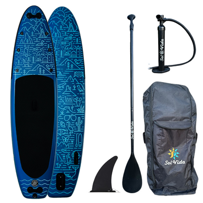 SolVida VidaGlide Oasis Pack: 10' 6'' Inflatable Paddle Board + Paddle, Pump, Detachable Fin, & Carrying Case