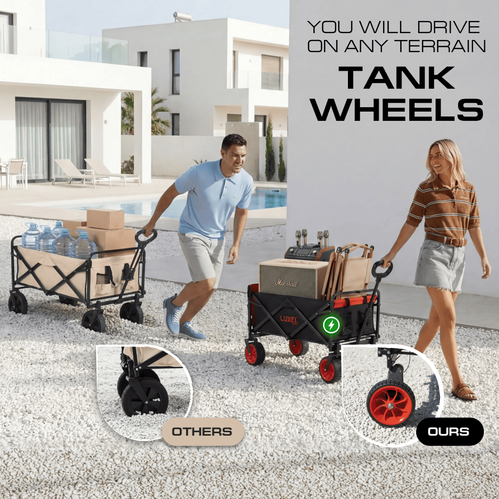 Luxel Carts Compact Electric Camping Cart – Dual Motor & Foldable Design
