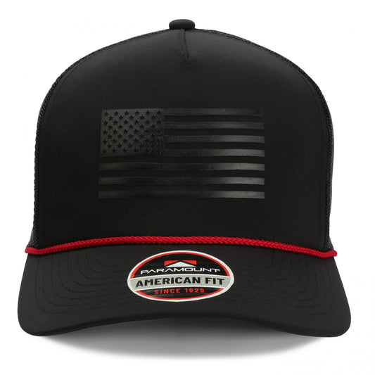 Paramount Outdoors Ridgeline Thin Red Line-trucker Hat American Flag Rope Cap